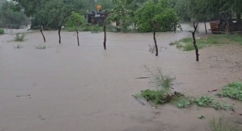 Con el agua hasta las rodillas: lluvias inundan más de 50 casas en Higuera de Zaragoza, Ahome