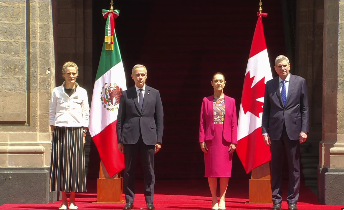 Sheinbaum recibe en Palacio Nacional al primer ministro de Canadá, Mark Carney