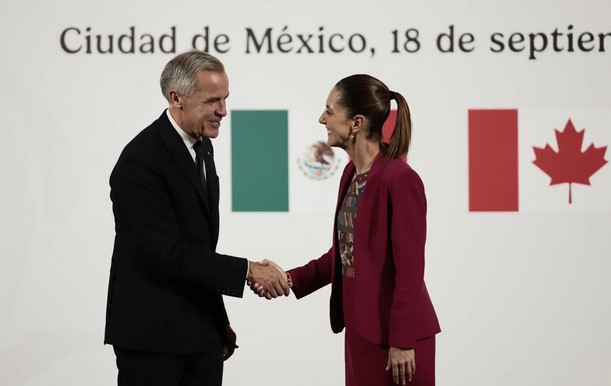Mark Carney y Sheinbaum acuerdan acciones para fortalecer el T-MEC: 