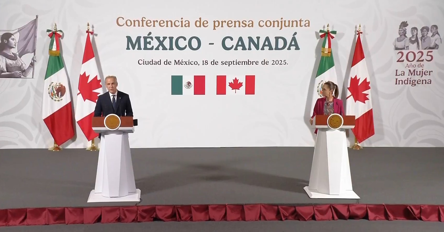Sheinbaum y Mark Carney destacan acuerdos en conferencia conjunta: “Somos más fuertes unidos”