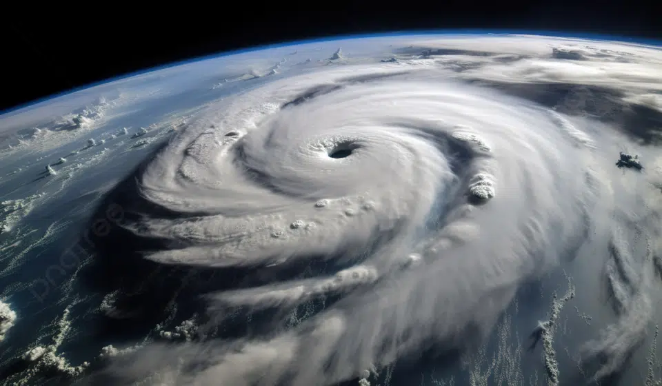 Imagen satelital de la tierra con el ojo de un ciclón