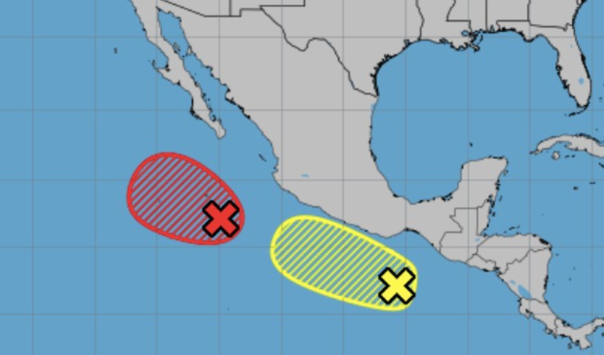 Representación gráfica de zonas de baja presión en el océano Pacífico