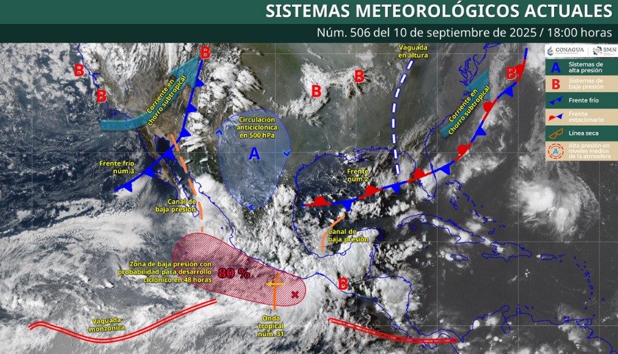 Pronóstico del clima: condiciones previstas en México para esta noche y la madrugada del jueves