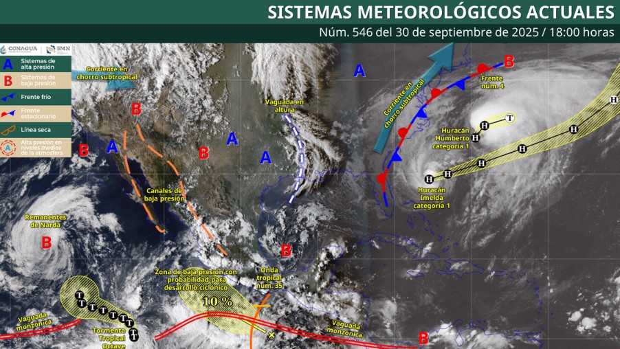 ¿Noche lluviosa? Checa el pronóstico del clima para las próximas horas en el territorio nacional