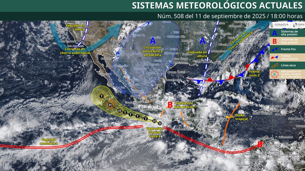 Clima noche: Nueva depresión tropical en el Pacífico viene acompañada de lluvias en estos estados