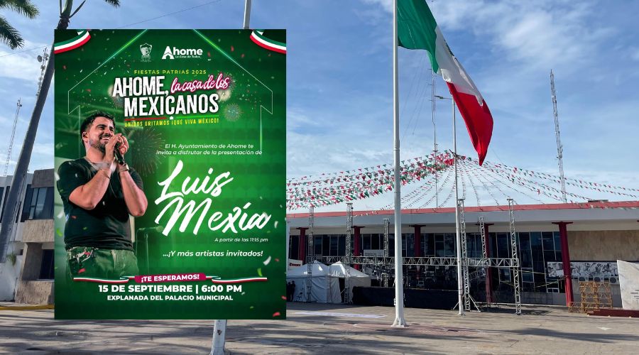 Con Luis Mexía para amenizar la fiesta, todo listo para el Grito de Independencia en Ahome