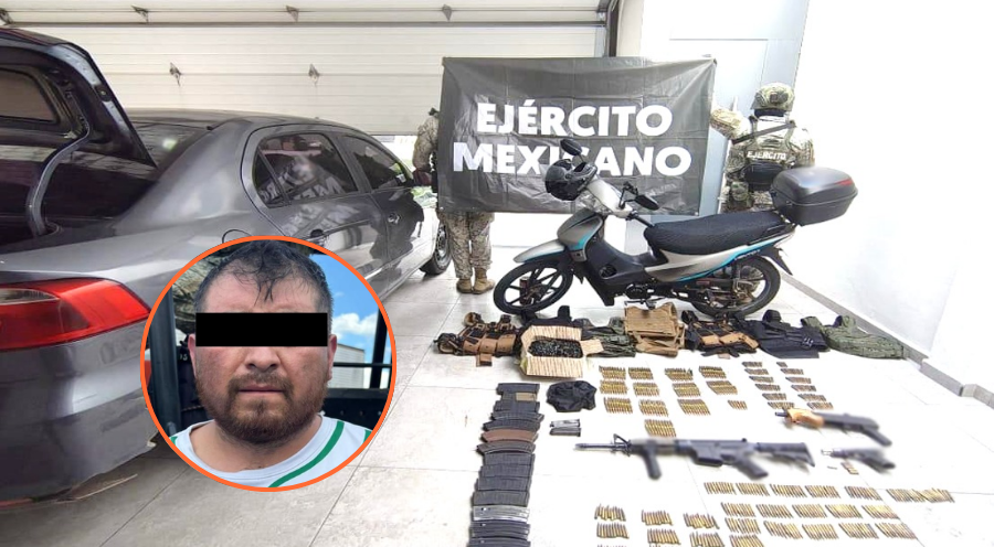 Hombre detenido y armamento asegurado en Culiacán.