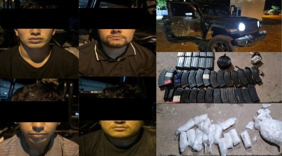 Detienen a cuatro hombres con armas de grueso calibre y cargadores en Navolato