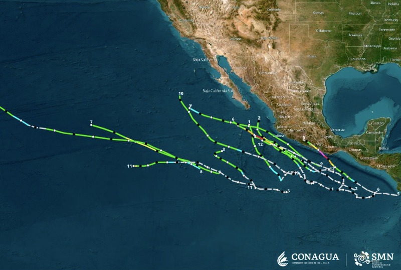 Trayectoria que han seguido los sistemas tropicales
