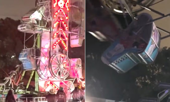 VIDEO: Juego mecánico colapsa y deja a varios estudiantes atrapados durante feria en Los Ángeles