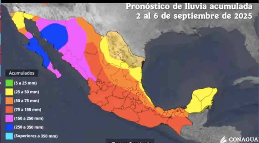 Pronóstico de acumulados de lluvias por Lorena. 