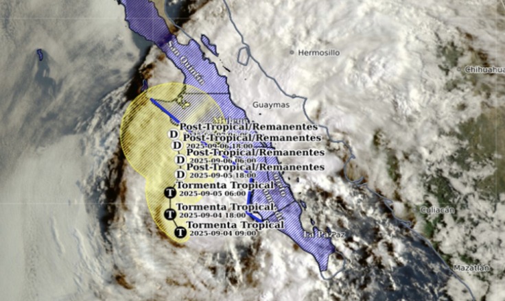 Pronóstico de trayectoria de la tormenta tropical Lorena. SMN