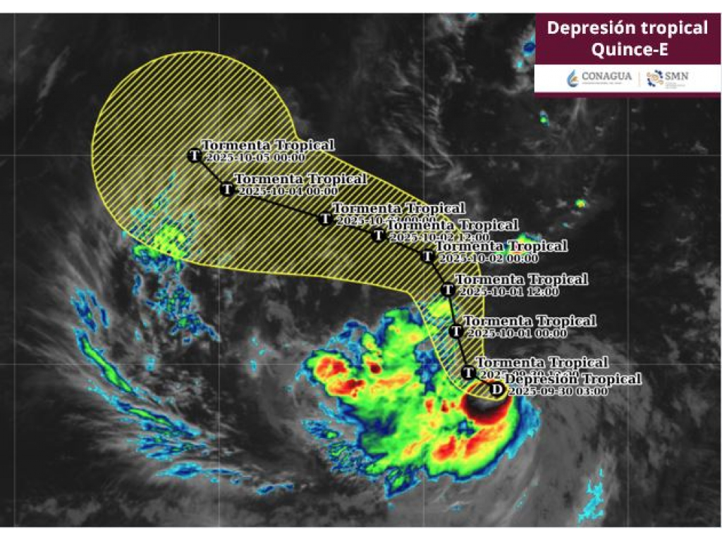 Pronóstico trayectoria de la depresión tropical Quince-E en el océano Pacífico