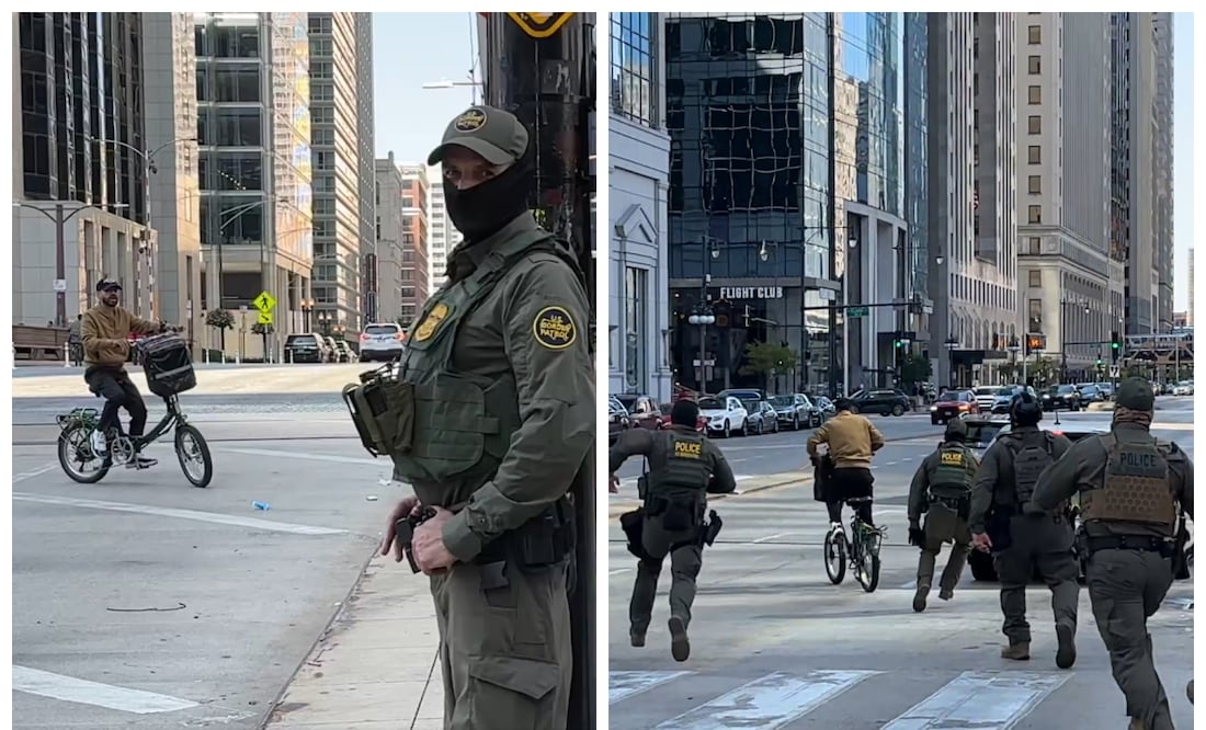 VIDEO: La insólita escapada de un repartidor en bicicleta durante operativo del ICE en Chicago