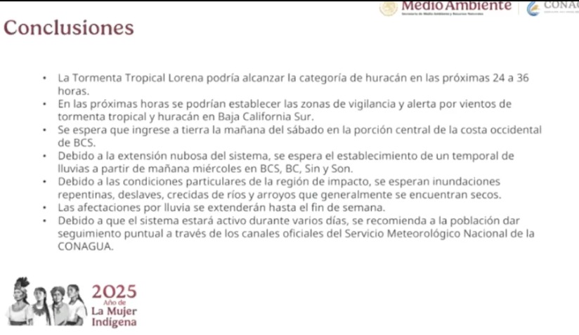 Resumen de efectos e indicaciones por Lorena. Conagua-SMN