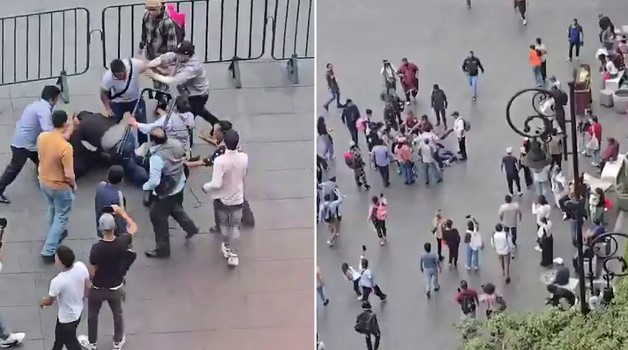 Previo al Grito de Independencia, vendedores ambulantes se enfrentan a personal de CDMX en el Zócalo
