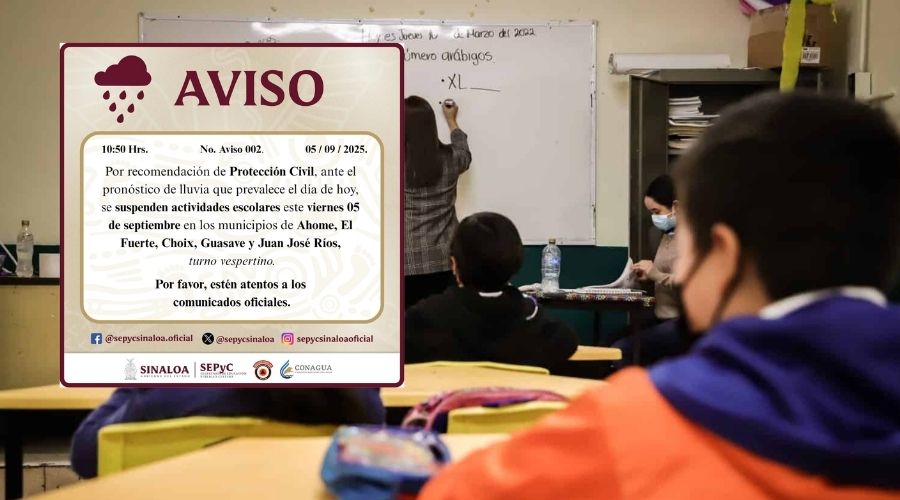 Suspensión de clases se extiende al turno vespertino en el norte de Sinaloa