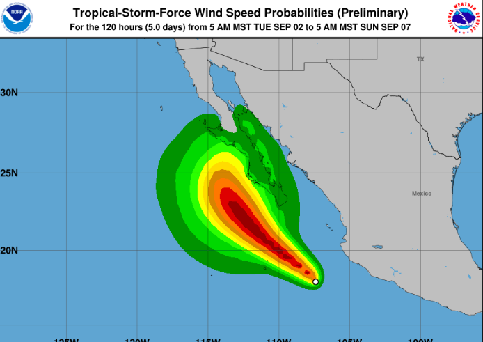 Tormenta tropical Lorena en el Pacífico mexicano. NHC