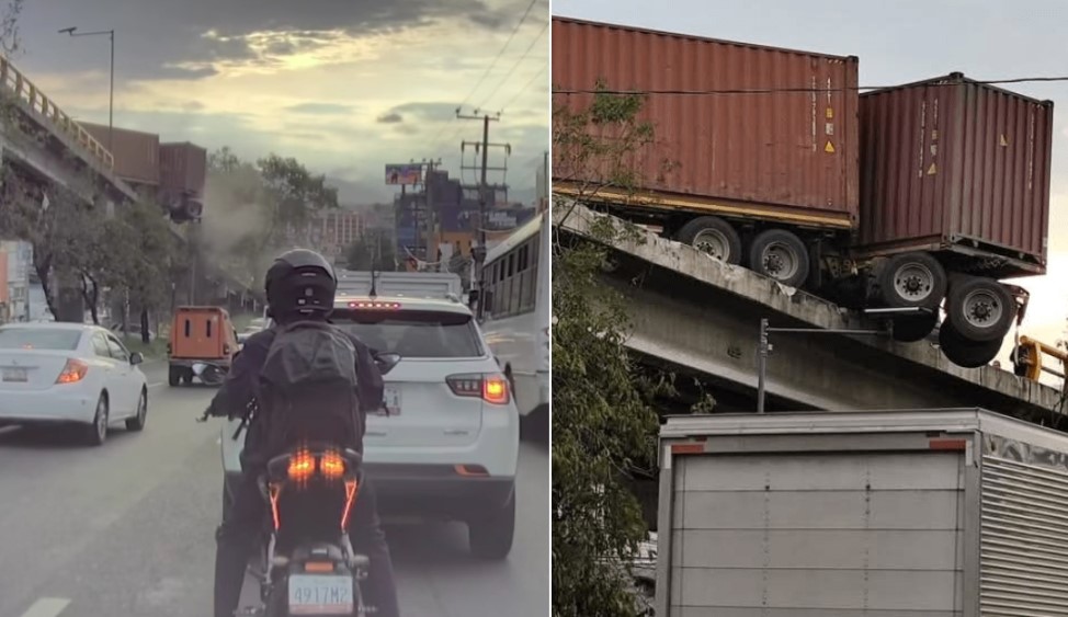 VIDEO: ¡impactante! Tráiler a punto de caer de puente genera caos en Naucalpan, Edomex