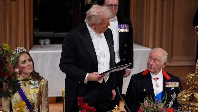 Donald Trump y el rey Carlos III intercambiaron elogios durante banquete de Estado en Reino Unido