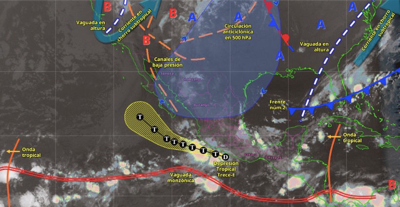 Un ciclón tropical, el monzón, vaguada y canales de baja presión activan el combo climático en México