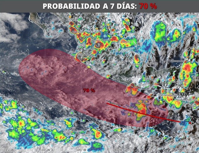 Posible ciclón en el Pacífico: SMN reporta 70 % de probabilidad de desarrollo en 7 días