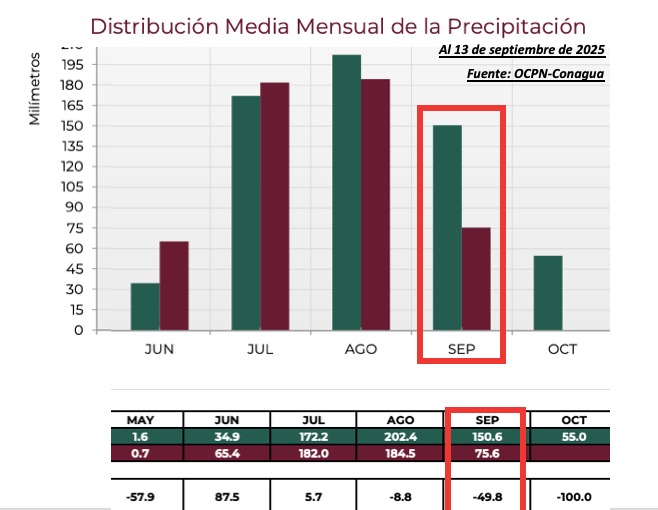 media mensual de precipitación