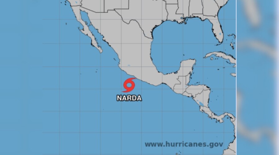 Ubicación de la tormenta tropical Narda a las 8:00 horas (tiempo del Pacífico).