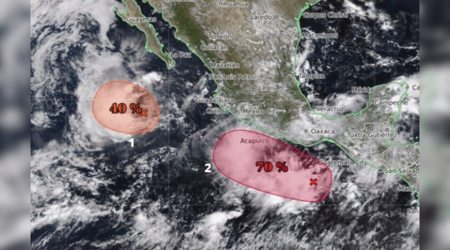Zonas de baja presión en seguimiento por el NHC y el SMN.