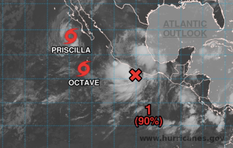 Tres sistemas tropicales en vigilancia por el NHC. Raymond será el próximo a partir de una zona de baja presión con 90% de probabilidad de desarrollo.