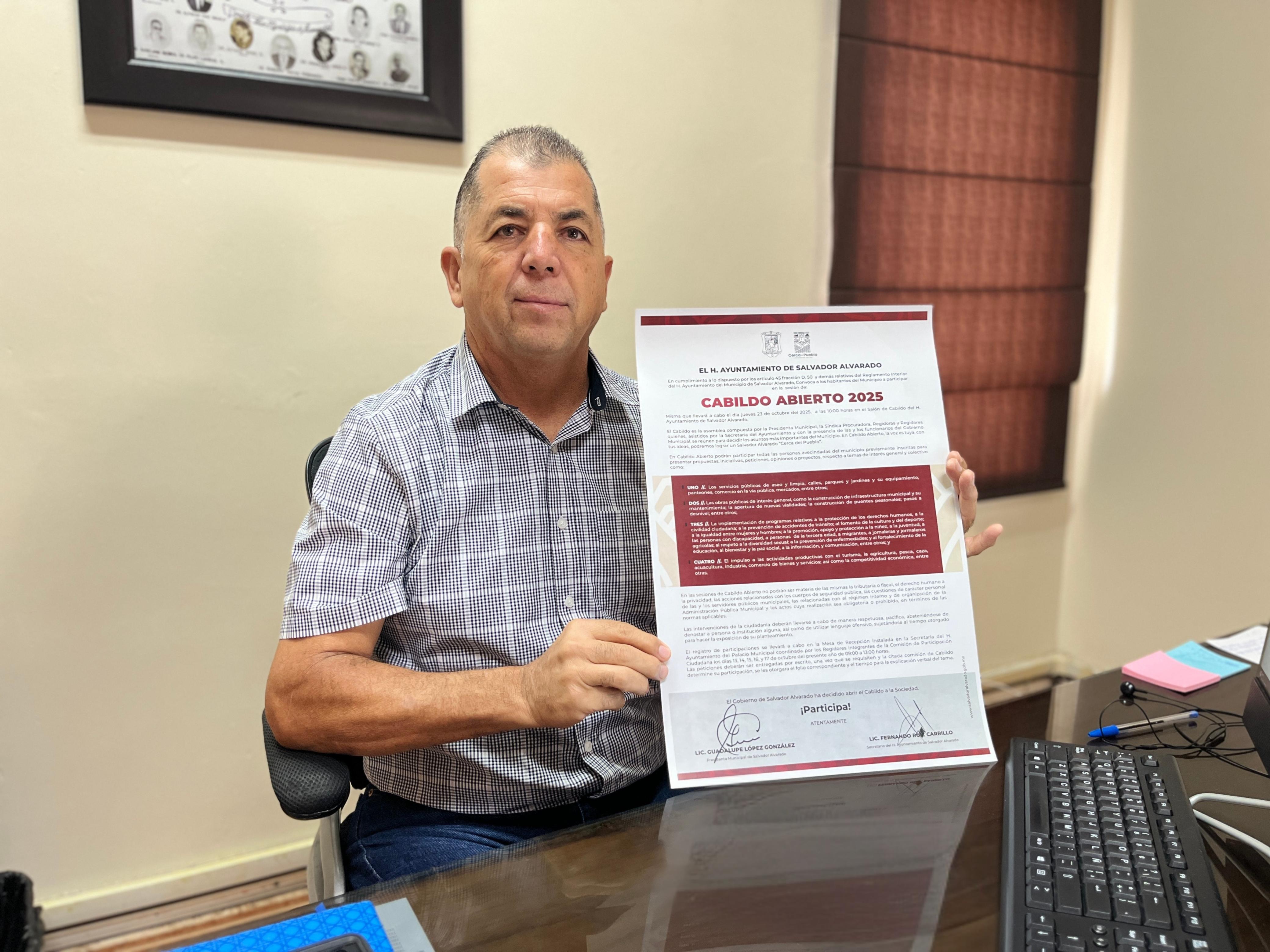 Invitan a ciudadanos de Salvador Alvarado a participar en el Cabildo Abierto