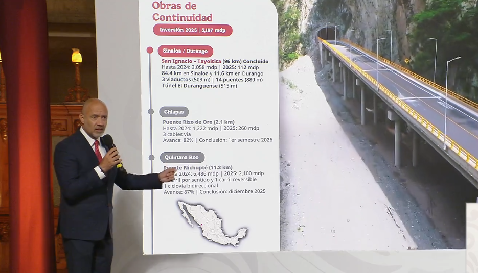 Concluye obra carretera San Ignacio–Tayoltita entre Durango y Sinaloa: Gobierno de Sheinbaum