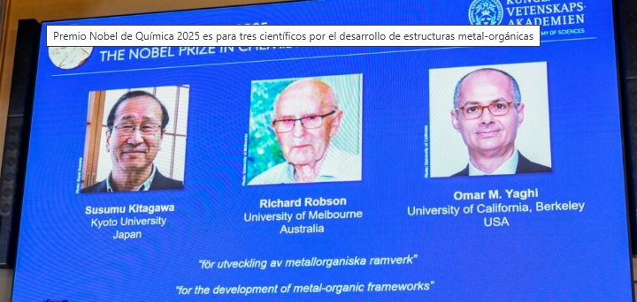Premio Nobel de Química 2025 reconoce a los creadores de estructuras metal-orgánicas