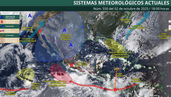 SMN prevé lluvias en más de 15 estados durante la noche del jueves y madrugada del viernes