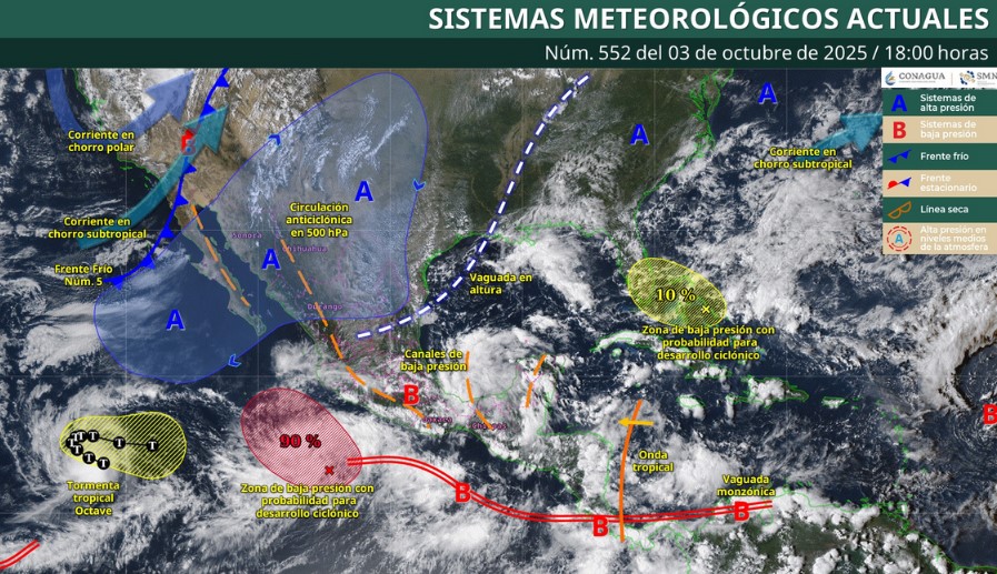 Posible ciclón y lluvias torrenciales: SMN emite pronóstico para la noche de este viernes