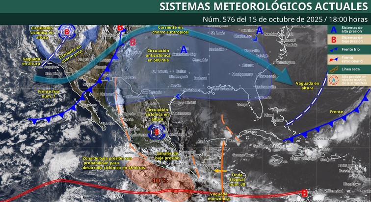 Lluvias fuertes y descenso de temperatura; asi será el clima la noche y madrugada en varios estados