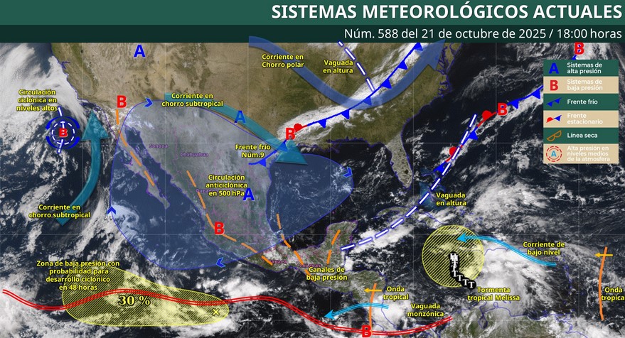 Lluvias intensas y nuevo frente frío impactarán México durante la noche y madrugada