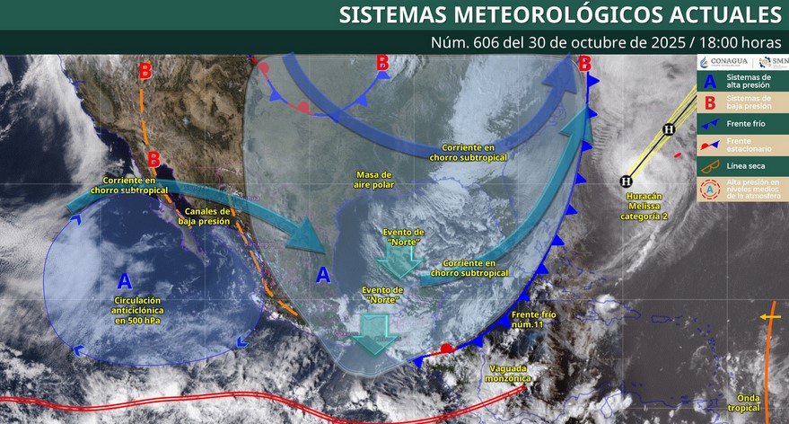 Se esperan lluvias en el sureste del país: checa el pronóstico para la noche de este jueves