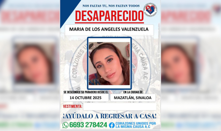 Ficha de localización de María de los Ángeles tras privación de libertad