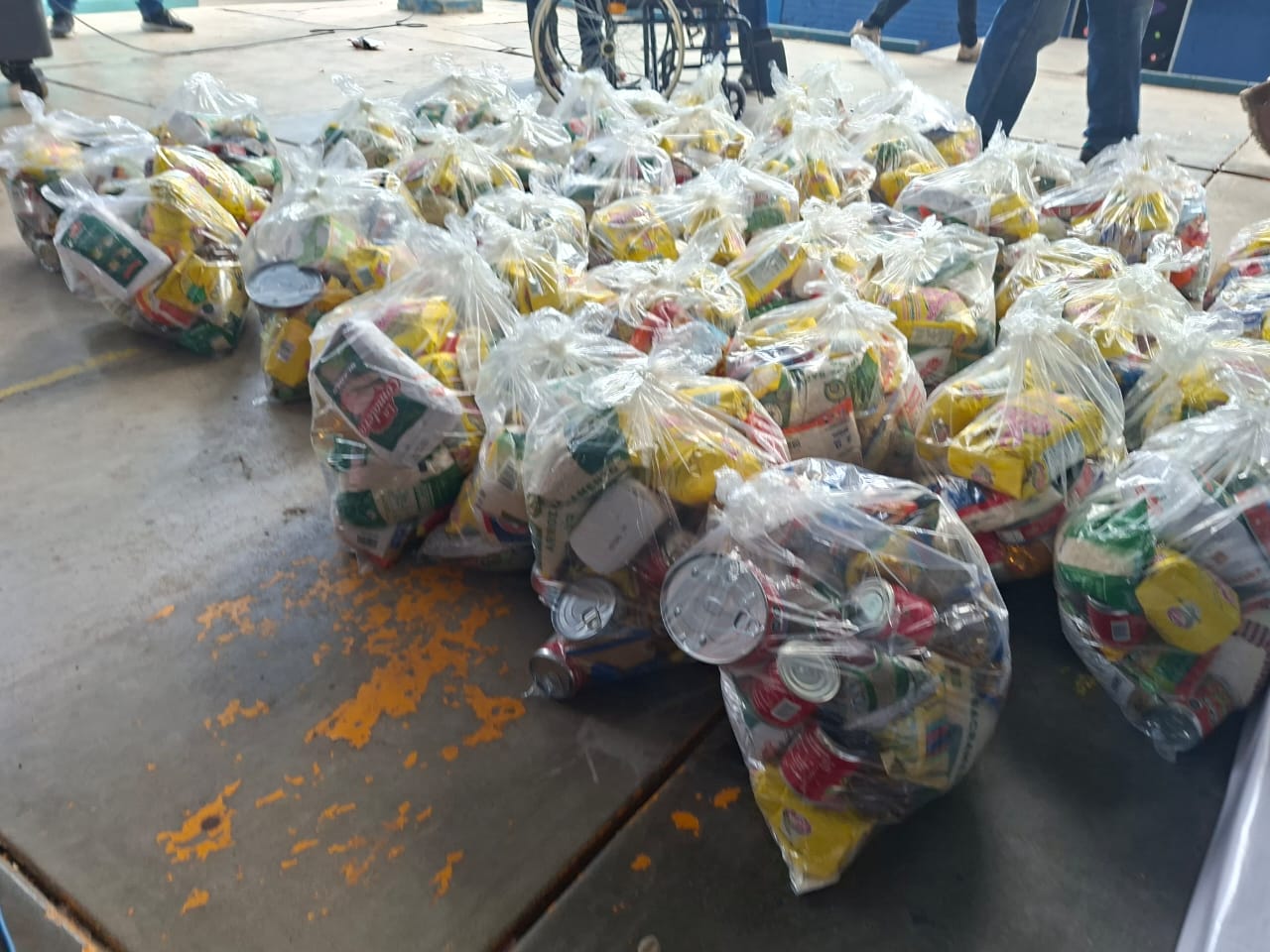 Despensas entregadas en la “Jornada de Salud y Servicios”.