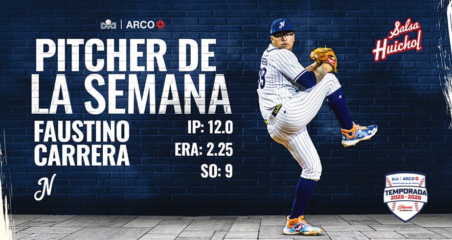 Faustino Carrera fue nombrado Pitcher de la Semana