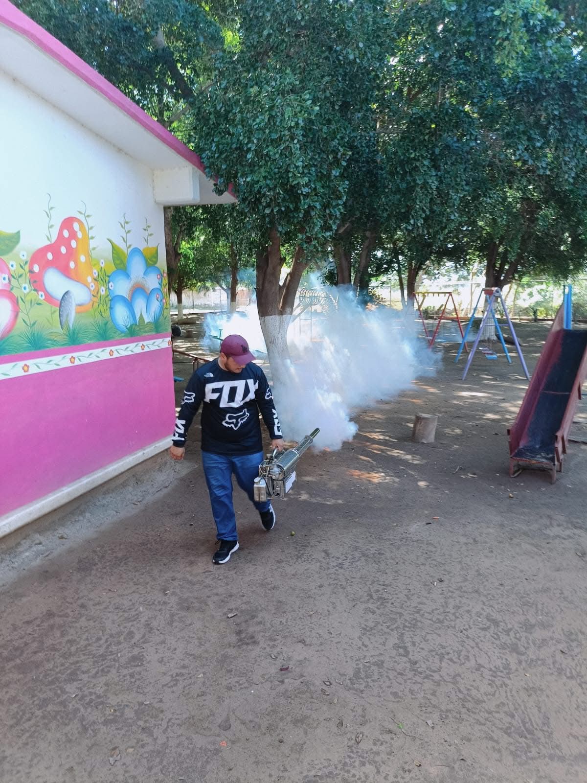 Fumigación en escuelas de Guasave para erradicar el mosco transmisor del dengue,