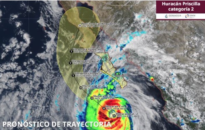 Embajada de EU advierte a ciudadanos en Baja California por el avance del huracán Priscilla