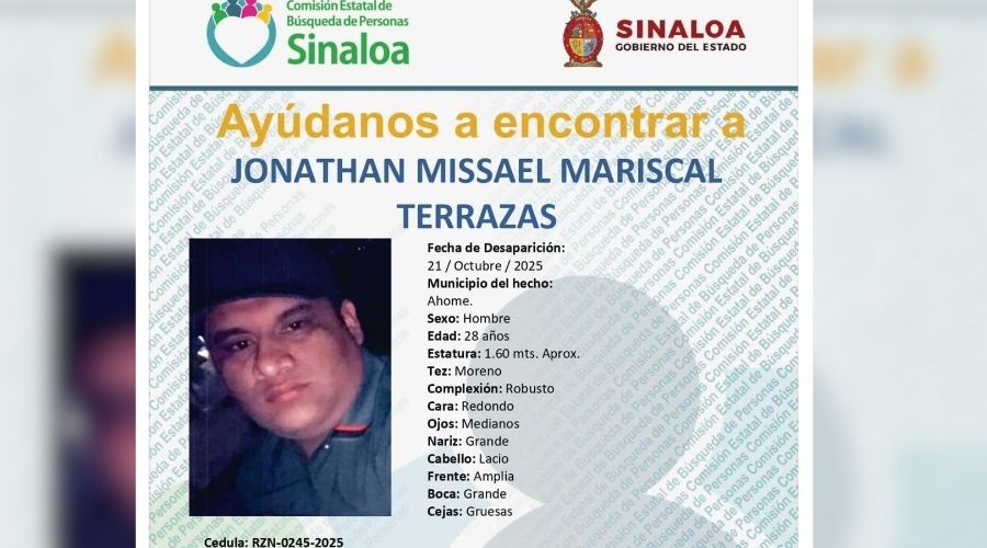 Jonathan Missael salió de su casa en Ahome hace más de una semana y no ha regresado