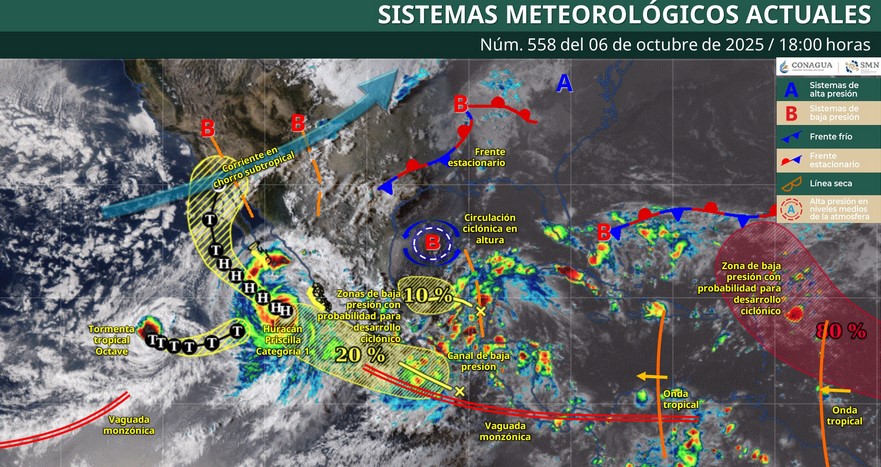 Lluvias, viento y oleaje elevado: checa el pronóstico del clima para la noche de este lunes