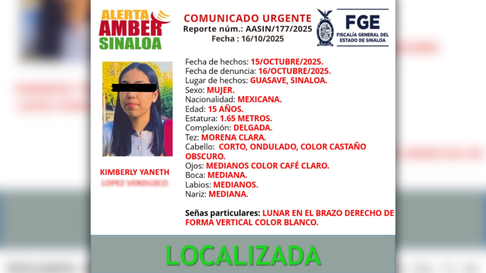 Encuentran sana y salva a Kimberly Yaneth