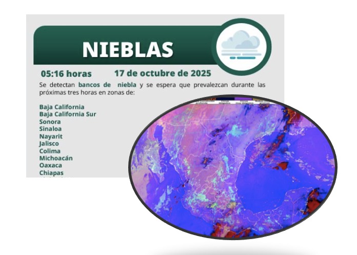 El SMN prevé bancos de niebla en zonas de sierra de Sinaloa hoy 17 de octubre.