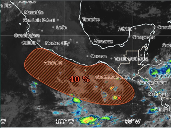 Perturbación tropical en vigilancia en el Pacífico. Podría evolucionar al ciclón 18 el fin de semana.