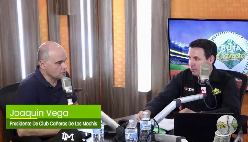 Joaquín Vega Inzunza, presidente del club Cañeros de Los Mochis, en el programa Por la Ruta de los Cañeros