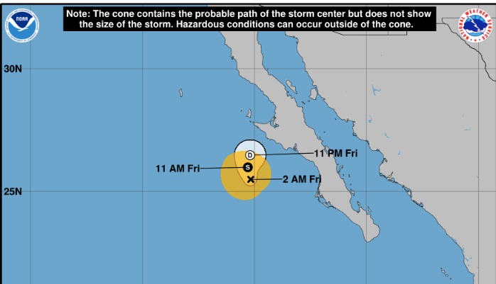 Priscilla, frente a BCS. NHC